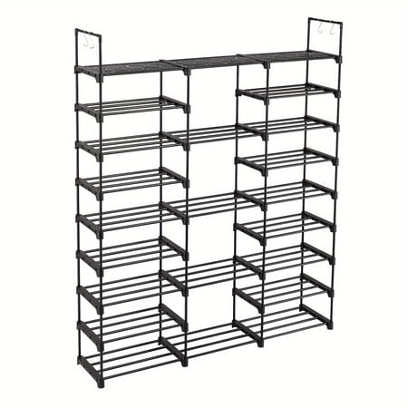 10/9-Tier Shoe Rack Organizer - Heavy-Duty Iron Shelf (80-Pair Capacity) Stackable Space-Saving Design for Entryway/Living Room/Bedroom-Durable Metal Frame & Plastic Connectors No Assembly Required