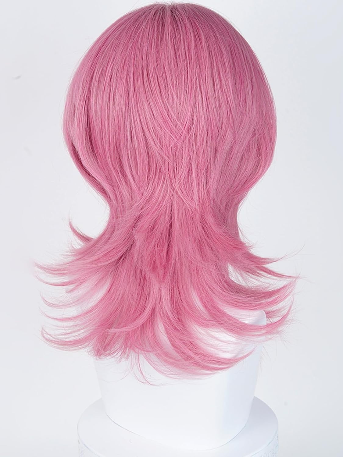 GOBWCOT Pink Wig Dark Pink Spiky Layered Wigs 18.9"Synthetic Hair for Men Party Daily