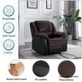 thumbnail image 4 of Nathaniel Home Manual Single Recliner Chair, PU Leather Upholstered Couch Sofa, Tufted Reclining Sofa, Plush Scoop Theater Seating, Lounge Chair for Living Room, Brown, 4 of 7