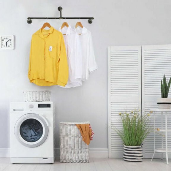 Wall Mounted Retractable Clothes Racks T-Bar Pipe Coat Hanger Garment Racks