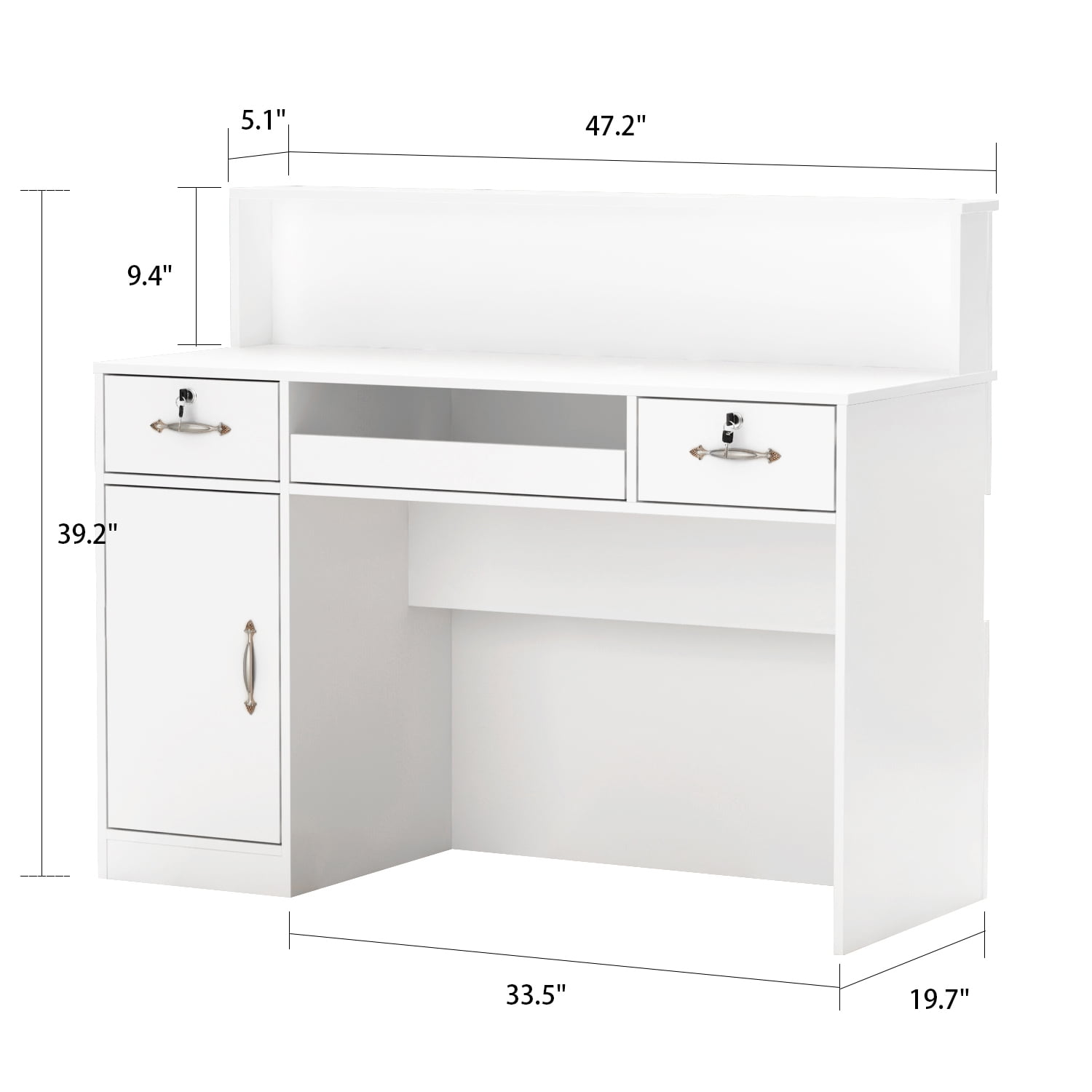 OXYLIFE Reception Desk Front Desk with Keyboard Tray and Lockable Drawer for Office Boutique Lobby