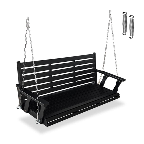 Innovaze 5 ft Outdoor Wooden Porch Swing , Heavy Duty 880 LBS For 3 Person,All-Weather resistant, Black