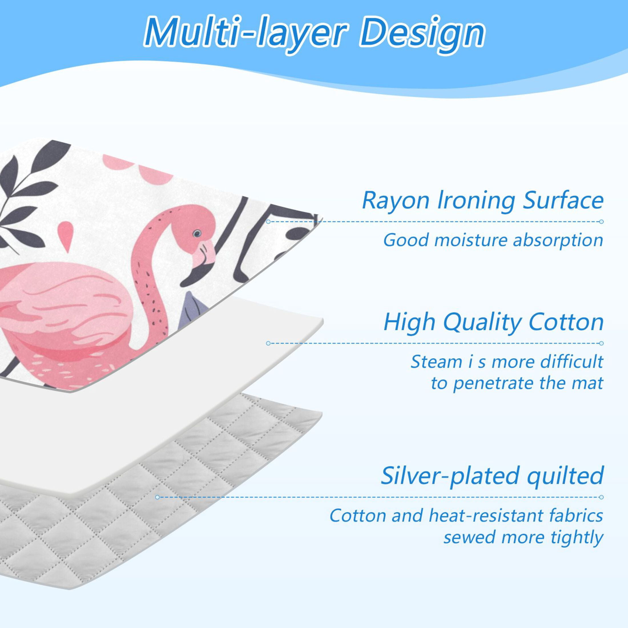 Flamingos Flowers and Leaves Ironing Mat Blanket Portable Travel Ironing Pad Heat Resistant Pad 47.2" x 27.6”