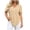 Khaki, variant on Women's Short Sleeve Curved Hem Shirts Summer Oversized V-Neck Button Down T-Shirt Casual Plain Daily Wear Tops Orange