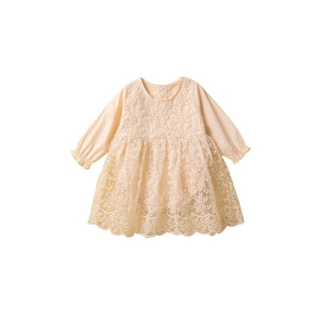 

PBaeM Infant Baby Girls Long Sleeve Bodysuit Ruffle Lace Jumper Dress Pullover Romper