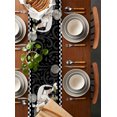 thumbnail image 2 of Table Runner Dresser Scarves 72 Inch Long, Abstract Chef Retro Flower Texture Linen Dining Table Runners Black and White Lattice Tabletop Scarf for Wedding Holiday Party Kitchen, 2 of 7