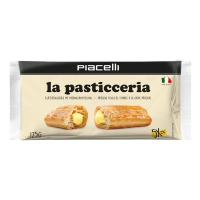 Piacelli La Pasticceria Puff Pastry Roll with Custard Cream - Delicious Puff Pastry Snacks Made in Italy -125G