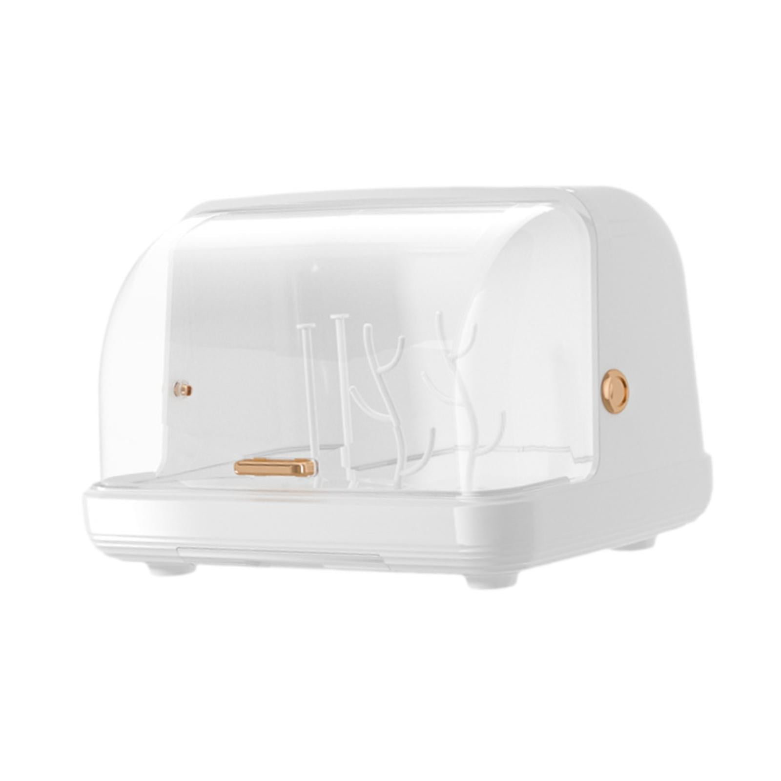 Dualoai Cup Storage Holder with Cover Nursing Bottle Dry Rack Hollow Bottom Multipurpope White