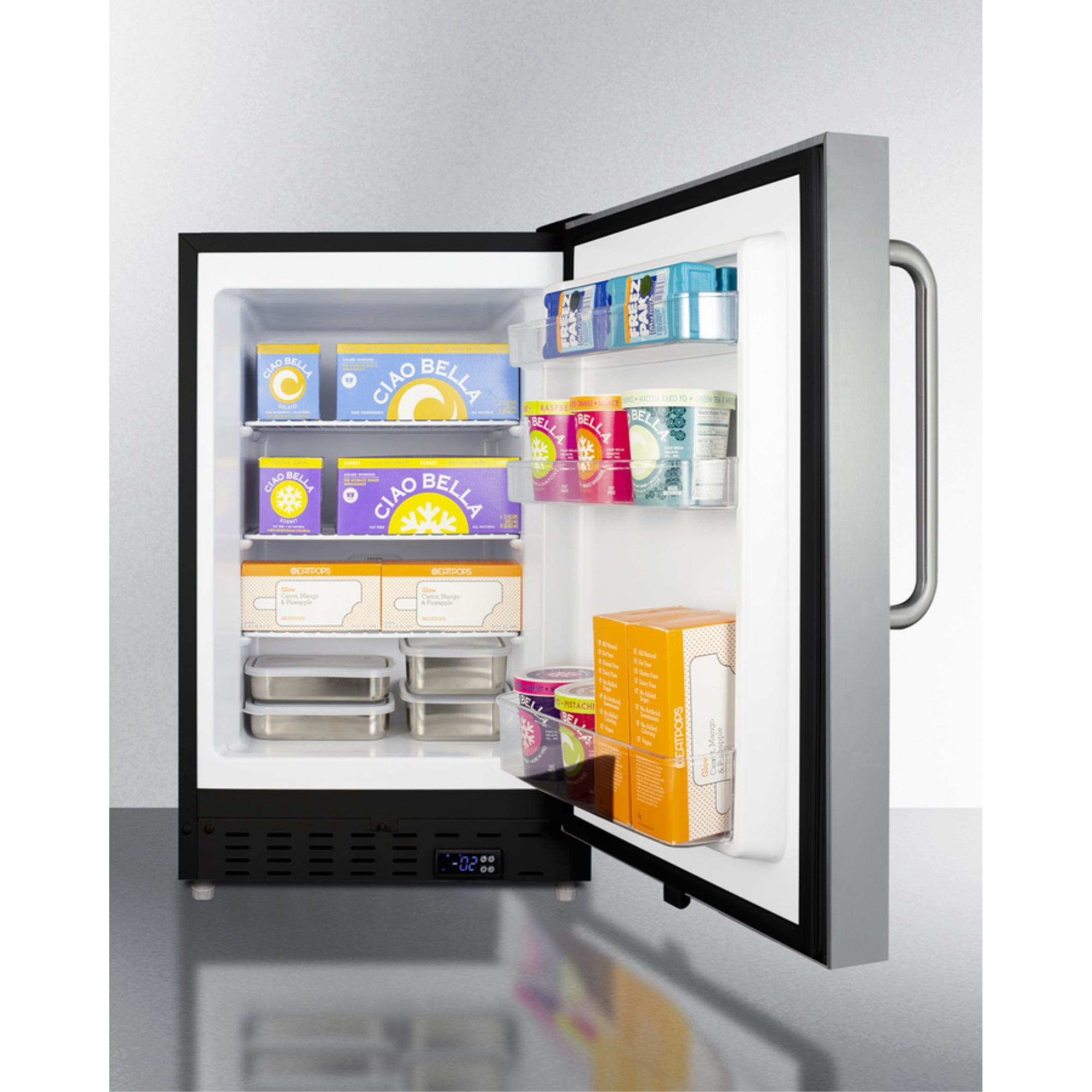 ADA compliant built-in or freestanding 20" wide manual defrost all-freezer for residential use