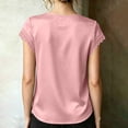 thumbnail image 7 of TGSLY Lace Trim Satin Tops for Women Smooth Soft V Neck Bow Tie Front Shirts Loose Dressy Casual Solid Color Cap Sleeve Blouses XXL, 7 of 7