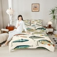 thumbnail image 4 of Manfei Fishing Bass Fish Bedding Comforter Set for Kids, Farmhouse Fishhook Twin Comforter Sets, Retro Lodge Cabin Reversible Bedding Set, Breathable Home Decor, 2 Pieces, 4 of 9