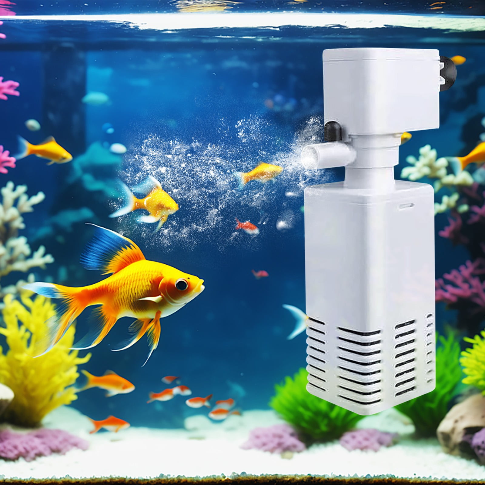 Fish Tank Water Circulation Pump,Three-in-One Filter Pump Circulation System,Small Water Purification Pump Built-In Aquarium Filter