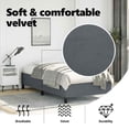 thumbnail image 3 of vidaXL Twin Bed Frame, Velvet Upholstered Platform Bed Frame, Dark Gray, No Mattress, 3 of 9