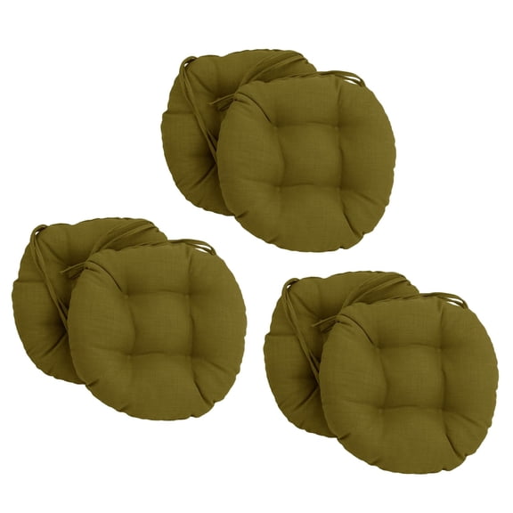 Blazing Needles 16-inch Solid Round Tufted Outdoor Chair Cushion, 16 x 16, Avocado 6 Count