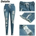 thumbnail image 2 of DYMADE Womens Mid Rise Waisted Distressed Ripped Jeans Skinny Destroyed Denim Jogger Pants, 2 of 3