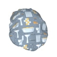 thumbnail image 2 of Kdxio Blue Bathroom Print Shower Cap for Women,Elastic and Reusable,Double Waterproof Layers Bathing Hat, 2 of 9