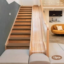 13PCS 3.5mm Stair Treads Set Indoor Solid Brown Carpet Rugs Protection Cover Floor Mats with Extended Front