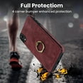 thumbnail image 2 of Fit for Apple iPhone XR Case with Card Pocket 360° Rotatable Ring Holder Kickstand, Shockproof Drop Resistant PU Leather Soft TPU Back Protective Phone Case For iPhone XR, Winered, 2 of 8