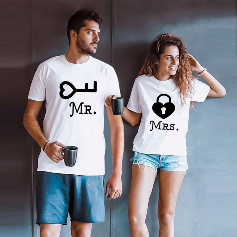 JGGSPWM Love - Lo Ve His and Hers Heart Print Tshirts Gifts Couple Outfits  Set Matching Shirts for Couples Clothes Valentine Set T-shirt for Him and  Her Personalized Suit White XL 