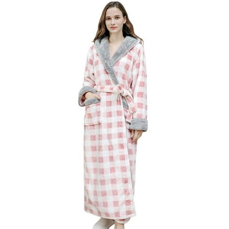 

Winter Autumn Women s Flance Hooded Robes Latte Fleece Thickening Bathrobe