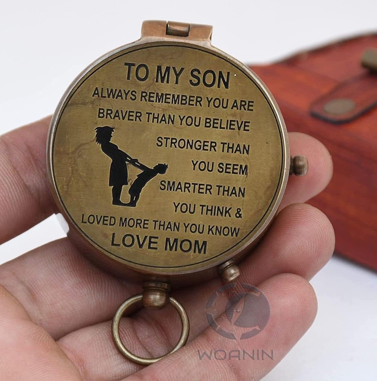 Son Gifts, to Son Compass – Mom to Son Gifts Working Compass with Leather Case/to My Son Love - Graduation Day Gifts for Son - Son Birthday Gifts - Confirmation Gifts for Son