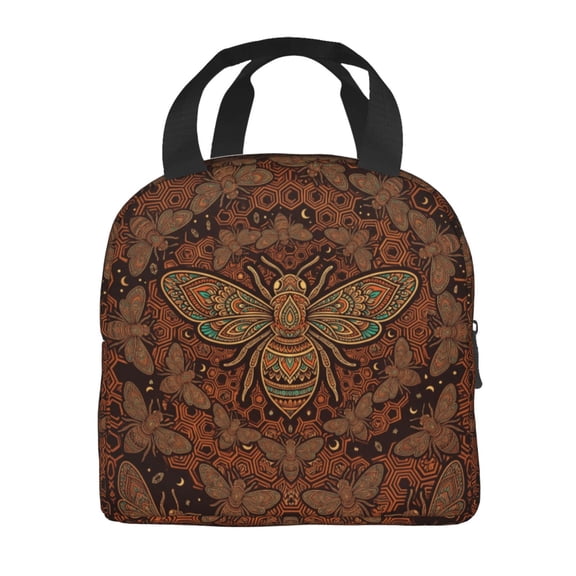 Bee Insulated Lunch Bag Reusable Lunch Tote Bag Lunch Box For Women Men Adult Cooler Bag Leakproof For Work Picnic Travel Office