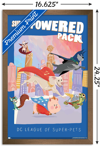 DC Comics Movie DC League of Super-Pets - Super-Powered Pack Wall Poster, 14.725" x 22.375" Framed