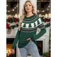 thumbnail image 3 of Fair Isle Sweaters for Women Ugly Christmas Sweater Crew Neck Long Sleeve Cute Funny Holiday Chrismas Tree Print Cable Knit Pullover Sweater Alsol Lamesa, 3 of 6