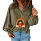 thumbnail image 2 of Moda mujer Casual sólido cuello vuelto manga larga botón suelta otoño blusa Tops Pompotops FGAJ21742, 2 of 8