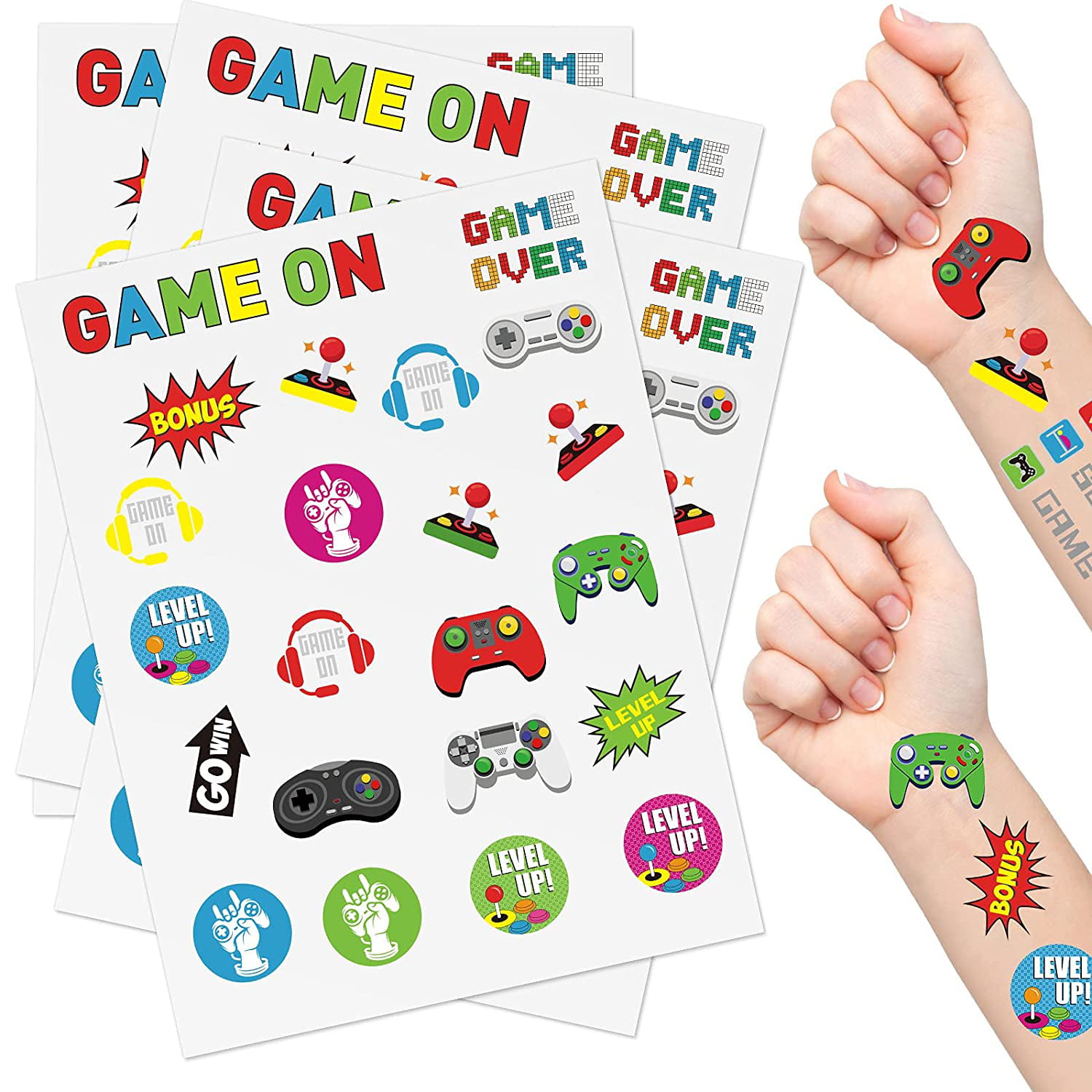 100 Pieces Video Game Temporary Tattoos 4 Sheet Fake Video Gamer Tattoos  Stickers Funny Video Game Party Favors for Birthday, Kids Gaming Party,  Play Day, | Walmart Canada