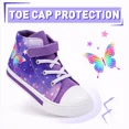 thumbnail image 6 of MODEBYME Kids Toddler Light Up Sneakers Girls High Top Flashing Walking Canvas Shoes, Purple, Size 2, 6 of 7