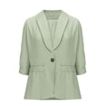thumbnail image 5 of Hueook Plus Size Blazer Solid for Women Business Casual 3/4 Sleeve Lapel Open Front Suit Jacket Work Blazer with Pockets Mint Green M, 5 of 9