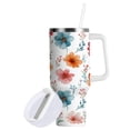 thumbnail image 2 of 40 oz Insulated Stainless Steel Tumbler Double Wall Stainless Steel Tumbler with 2-Way Drinking Pastel Watercolor Floral Pattern, 2 of 9