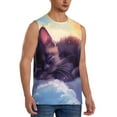 thumbnail image 2 of Kdxio Colorful Cloud Sleeping Cat for Men's Muscle T-shirt,Sleeveless for Workout Running Athletic Gym Lounge Casual, 2 of 5
