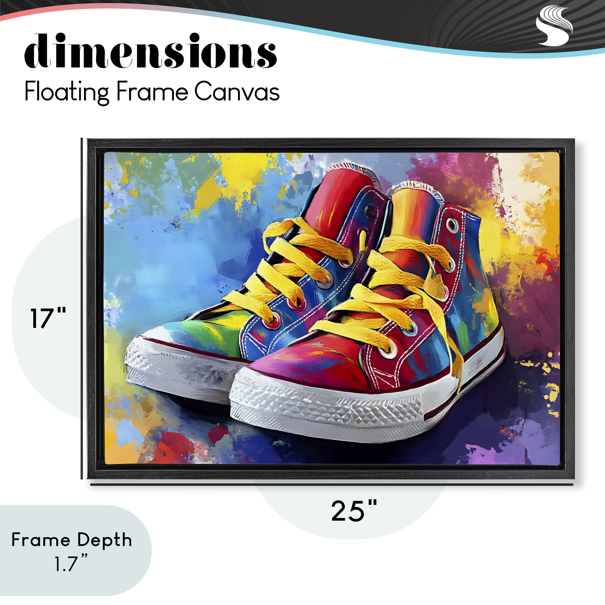 Stupell Industries High Tops with Yellow Laces Black Framed Floater Canvas Wall Art, design by Creative Studio