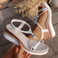 thumbnail image 5 of Espadrilles for Women Open Toe Wedge Sandals Boho Braided Band Beaded T-Strap 2026 Beach Vacation Shoes White Size 6, 5 of 8