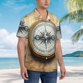 thumbnail image 3 of Susaid Magnetic Old Compass On World Map Print Hawaiian Shirts for Men Women,Hawaiian Summer Short-Sleeve Casual Relaxed-Fit Button-Down,3X-Large, 3 of 7