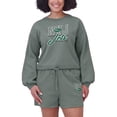 thumbnail image 6 of Women's WEAR by Erin Andrews Green New York Jets Washed Fleece Long Sleeve T-Shirt & Shorts Lounge Set, 6 of 6