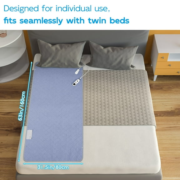 30x60in Gray Heated Mattress Pad - 9 Heat Settings, 4 Timer Modes