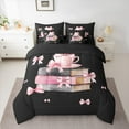 thumbnail image 2 of Feelyou Coffee Cup Child Bedding Comforter Set 7pcs, Girly Princess Bow-tie Queen Bedding Sets, Kawaii Pink Fashion Reversible Queen Sheet Sets, Ultra Soft Bedroom Decor, 2 of 8