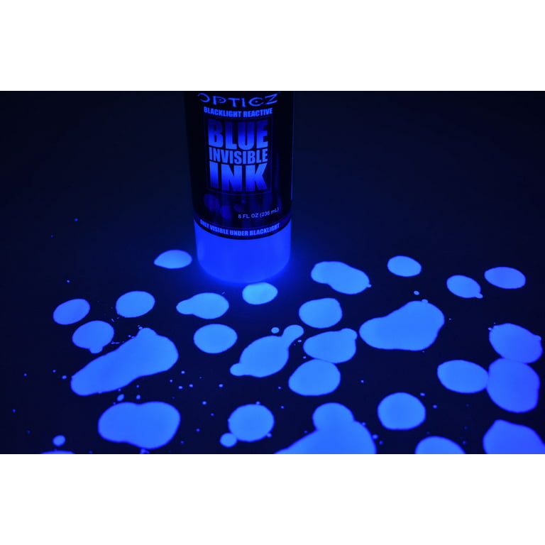 Opticz 8 Ounce All Purpose Invisible Blue UV Blacklight Reactive Invisible  Ink