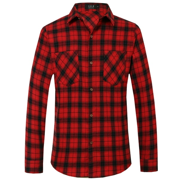 SSLR Flannel Shirts for Men, Long Sleeve Button Down Shirt Lightweight ...