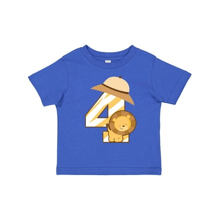 

Inktastic 4th Birthday Jungle Safari Lion 4 Year Old Gift Toddler Boy or Toddler Girl T-Shirt