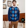 thumbnail image 4 of Kallspin Men's Argyle Crewneck Knit Sweater Wool Blend Long Sleeve Pullover Sweaters(Navy Blue,4X-Large), 4 of 7