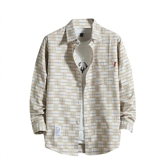 Ketyyh-chn99 Mens Stretch Dress Shirts Men's Casual Printed Shirt Winter Long Sleeved Single Lapel Shirt Size for 3XL,Yellow