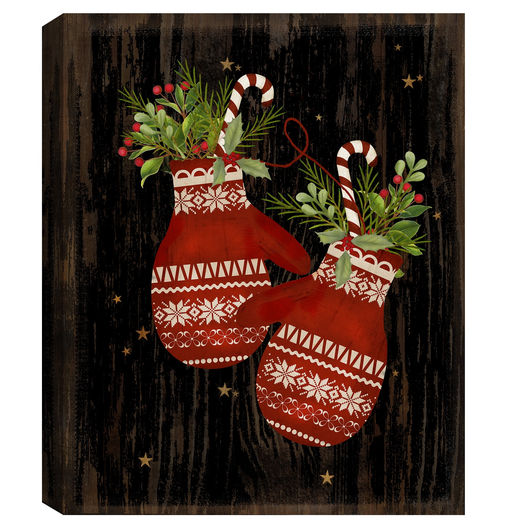 Masterpiece Floral Mittens by Beth Albert Christmas Canvas Art Print