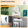 thumbnail image 3 of Twister.CK Vanity Table with LED Mirror & Stool, Modern Makeup Desk with 3 Lighting Modes, 3 Drawers, White, 3 of 8
