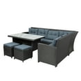 thumbnail image 4 of 6 Piece Outdoor Wicker Sets, Rattan Wicker Patio Furniture with Loveseat Sofa, Ottoman, Tempered Glass Dining Table, All-Weather Patio Dining Set with Cushions for Backyard, Garden, L4873, 4 of 9