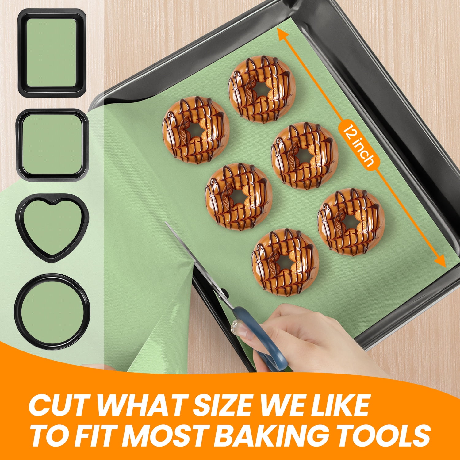 Silicone Baking Mat Roll - Non Stick, Heat Resistant Pastry Mat for Macarons, Bread, Cookies | Kitchen Countertop Protector | Dough Rolling Mat Gray