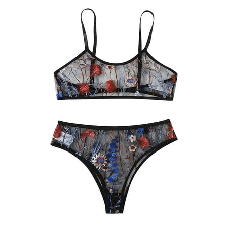 

EUHDSSDE Follure Sexy Lingerie Flower Embroidery G-string Thong Underwear Sleepwear New Fashion